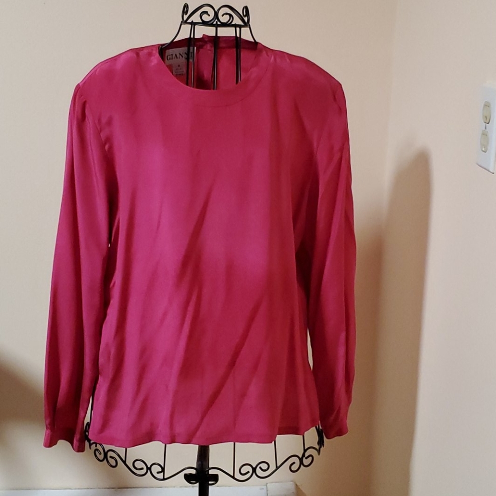 Gianni Sport vintage pink silk blouse size 8